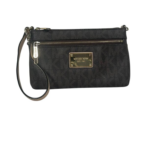 Michael Kors MK Logo Brown Large Wristlet - Picture 6 of 11